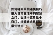 如何将简单的通关技巧融入日常生活中的智慧之门,生活中实用性小窍门,将策略运用到日常生活中
