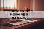 日韩股市开盘涨跌不一 韩国KOSPI指数开盘下跌0.3%