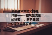阜平县SEO优化策略详解——一招玩出流量的秘密！，阜平县SEO优化实战攻略