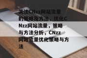 关注CNzz网站流量的策略及方法,优化CNzz网站流量,策略与方法分析,CNzz网站流量优化策略与方法 关注CNzz网站流量的策略及方法,优化CNzz网站流量,策略与方法分析,CNzz网站流量优化策略与方法