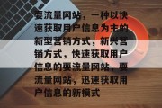 耍流量网站，一种以快速获取用户信息为主的新型营销方式，新兴营销方式，快速获取用户信息的耍流量网站，耍流量网站，迅速获取用户信息的新模式