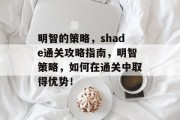 明智的策略，shade通关攻略指南，明智策略，如何在通关中取得优势！
