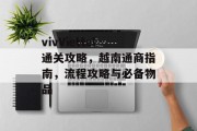 vivViettel通关攻略，越南通商指南，流程攻略与必备物品
