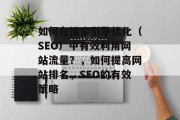如何在搜索引擎优化（SEO）中有效利用网站流量？，如何提高网站排名，SEO的有效策略