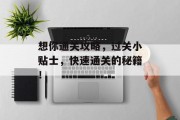 想你通关攻略，过关小贴士，快速通关的秘籍！