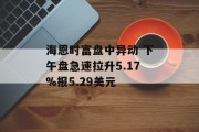 海恩时富盘中异动 下午盘急速拉升5.17%报5.29美元