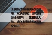 王国新大陆通关秘籍攻略，从头到尾，游戏畅游全新开！，王国新大陆，通关秘籍攻略畅游全新开