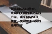 山东网站SEO优化,成功的关键因素及实践方法,山东网站SEO优化,关键要素与实践策略分享