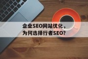 企业SEO网站优化，为何选择行者SEO？