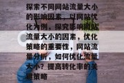 探索不同网站流量大小的影响因素,以网站优化为例,探究影响网站流量大小的因素,优化策略的重要性,网站流量分析,如何优化流量大小?提高转化率的关键策略 探索不同网站流量大小的影响因素,以网站优化为例,探究影响网站流量大小的因素,优化策略的重要性,网站流量分析,如何优化流量大小?提高转化率的关键策略