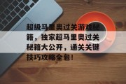超级马里奥过关游戏秘籍,独家超马里奥过关秘籍大公开,通关关键技巧攻略全包!
