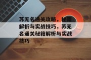 苏无名通关攻略,秘籍解析与实战技巧,苏无名通关秘籍解析与实战技巧