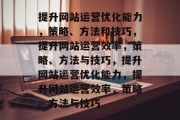 提升网站运营优化能力，策略、方法和技巧，提升网站运营效率，策略、方法与技巧，提升网站运营优化能力，提升网站运营效率，策略、方法与技巧