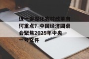 进一步深化农村改革有何重点？中国经济圆桌会聚焦2025年中央一号文件