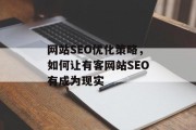 网站SEO优化策略，如何让有客网站SEO有成为现实