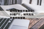 如何在黄岩开展网络SEO推广?,如何高效开展网络营销