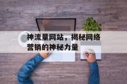 神流量网站,揭秘网络营销的神秘力量 神流量网站,揭秘网络营销的神秘力量