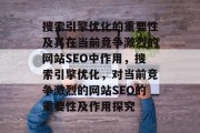 搜索引擎优化的重要性及其在当前竞争激烈的网站SEO中作用，搜索引擎优化，对当前竞争激烈的网站SEO的重要性及作用探究