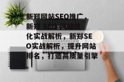新郑网站SEO推广，新郑 SEO 网站优化实战解析，新郑SEO实战解析，提升网站排名，打造高质量引擎。