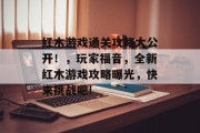 红木游戏通关攻略大公开！，玩家福音，全新红木游戏攻略曝光，快来挑战吧!