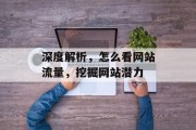 深度解析，怎么看网站流量，挖掘网站潜力