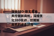 深业SEO-做足底功夫挖掘新商机，深度优化SEO实战，挖掘新商机的必备秘籍