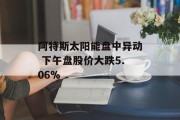 阿特斯太阳能盘中异动 下午盘股价大跌5.06%
