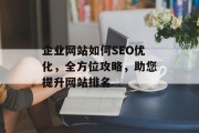 企业网站如何SEO优化，全方位攻略，助您提升网站排名