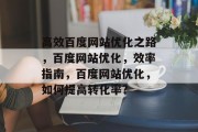 高效百度网站优化之路，百度网站优化，效率指南，百度网站优化，如何提高转化率?