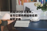 网站SEO优化系统，全方位提升网站排名的秘密武器
