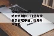 WordPress网站会员插件，打造专业会员管理平台，提升用户体验