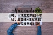 三国战纪3炼狱通关攻略,一场激烈的战斗考验,三国魂·炼狱挑战,一次深度战略对决