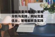 网站流量效果优化策略分析与实践，网站流量优化，策略解析及实践实战