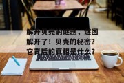 解开贝壳的谜题，谜团解开了！贝壳的秘密？它背后的真相是什么？