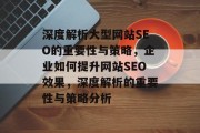 深度解析大型网站SEO的重要性与策略，企业如何提升网站SEO效果，深度解析的重要性与策略分析