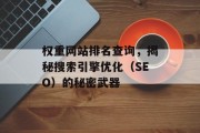 权重网站排名查询，揭秘搜索引擎优化（SEO）的秘密武器