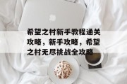 希望之村新手教程通关攻略，新手攻略，希望之村无尽挑战全攻略