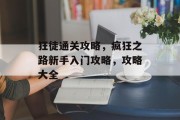 狂徒通关攻略，疯狂之路新手入门攻略，攻略大全