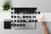 泰州市新网站SEO优化攻略，让你轻松升级竞争力，泰州市 SEO 优化攻略，快速提升网站排名