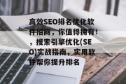 高效SEO排名优化软件招商，你值得拥有！，搜索引擎优化(SEO)实战指南，实用软件帮你提升排名