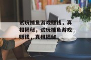 试玩捕鱼游戏赚钱，真相揭秘，试玩捕鱼游戏赚钱，真相揭秘