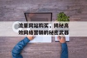 流量网站购买,揭秘高效网络营销的秘密武器 流量网站购买,揭秘高效网络营销的秘密武器