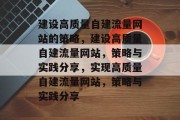建设高质量自建流量网站的策略，建设高质量自建流量网站，策略与实践分享，实现高质量自建流量网站，策略与实践分享