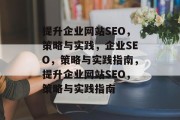 提升企业网站SEO，策略与实践，企业SEO，策略与实践指南，提升企业网站SEO，策略与实践指南