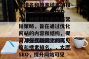太原SEO网站优化是指提升网站在搜索引擎的排名和搜索结果的相关性、精准度。SEO是一种综合性的在线营销策略，旨在通过优化网站的内容和结构，提高其在互联网上的可见度和搜索排名。，太原SEO，提升网站可见度与搜索引擎排名的关键。