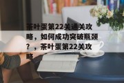 茶叶蛋第22关通关攻略，如何成功突破瓶颈？，茶叶蛋第22关攻略