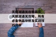 天鹅湖通关攻略最新，天鹅湖通关攻略，所有必备物品分析及实战技巧分享