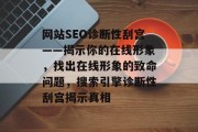 网站SEO诊断性刮宫——揭示你的在线形象,找出在线形象的致命问题,搜索引擎诊断性刮宫揭示真相 网站SEO诊断性刮宫——揭示你的在线形象,找出在线形象的致命问题,搜索引擎诊断性刮宫揭示真相
