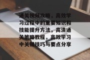通关视频攻略，高效学习过程中的重要知识和技能提升方法，高清通关策略教程，高效学习中关键技巧与要点分享
