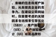 优化公司网站对于企业来说至关重要。一个专业的网站能够提供清晰、准确的信息和用户体验，从而提高企业的竞争力。在建设公司网站时，你需要考虑的关键因素包括搜索引擎优化（SEO）、用户体验（UX）、用户体验设计（UI）以及品牌形象构建等。，优化公司网站，一切从SEO开始